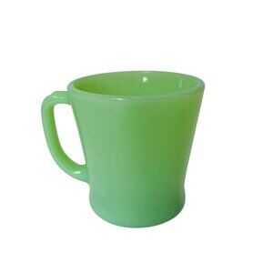Vtg Fire King Jadeite D Handle Coffee Mug OvenWare USA Green Holds 7.5 Oz